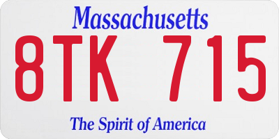 MA license plate 8TK715