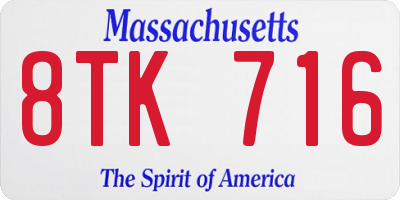 MA license plate 8TK716