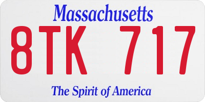 MA license plate 8TK717