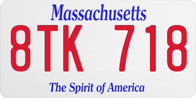 MA license plate 8TK718