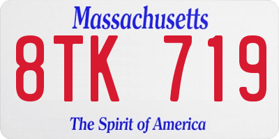 MA license plate 8TK719