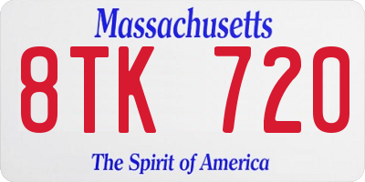 MA license plate 8TK720