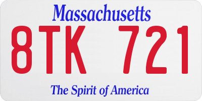 MA license plate 8TK721