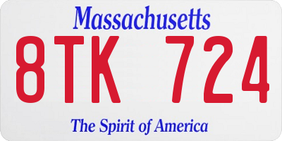 MA license plate 8TK724