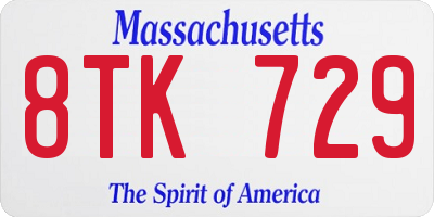MA license plate 8TK729