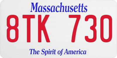 MA license plate 8TK730