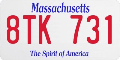 MA license plate 8TK731