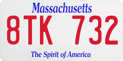 MA license plate 8TK732