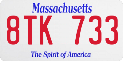 MA license plate 8TK733
