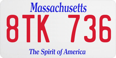 MA license plate 8TK736