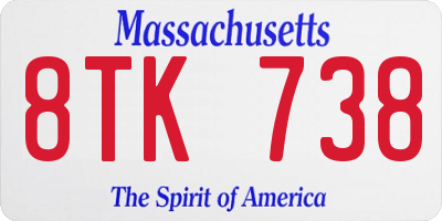 MA license plate 8TK738