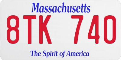 MA license plate 8TK740