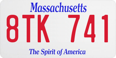 MA license plate 8TK741