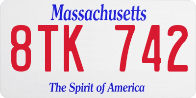 MA license plate 8TK742