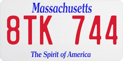 MA license plate 8TK744