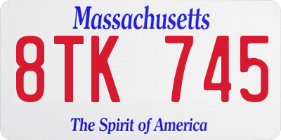 MA license plate 8TK745