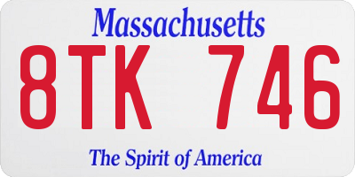 MA license plate 8TK746