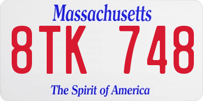 MA license plate 8TK748