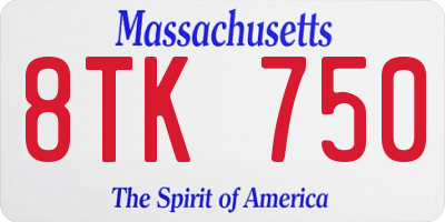 MA license plate 8TK750