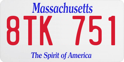 MA license plate 8TK751