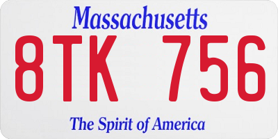 MA license plate 8TK756