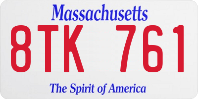 MA license plate 8TK761