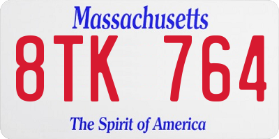 MA license plate 8TK764