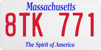 MA license plate 8TK771