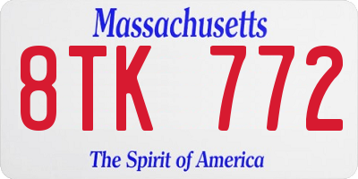 MA license plate 8TK772