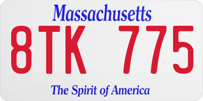 MA license plate 8TK775