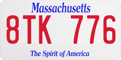 MA license plate 8TK776