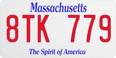 MA license plate 8TK779
