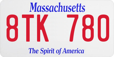 MA license plate 8TK780