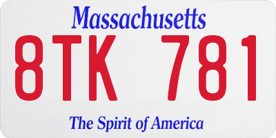 MA license plate 8TK781