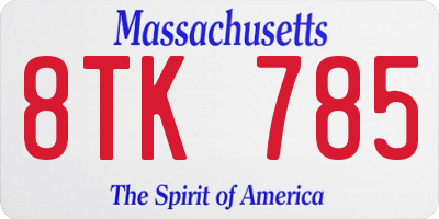 MA license plate 8TK785