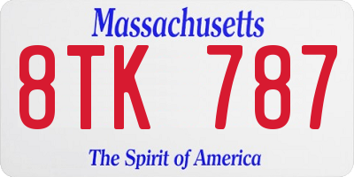 MA license plate 8TK787