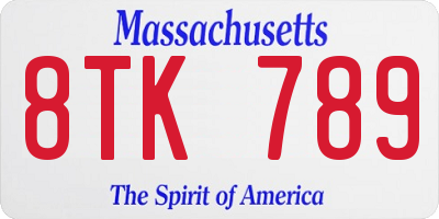 MA license plate 8TK789