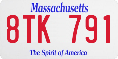 MA license plate 8TK791