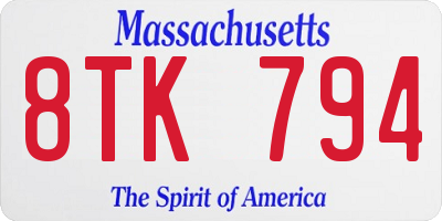 MA license plate 8TK794