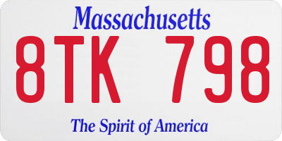 MA license plate 8TK798