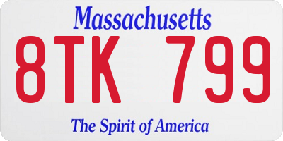MA license plate 8TK799