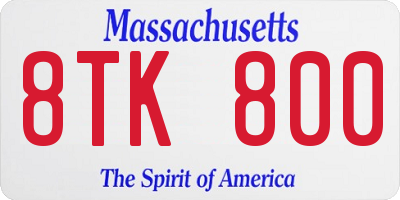 MA license plate 8TK800