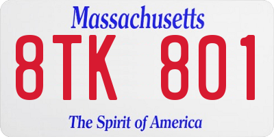 MA license plate 8TK801