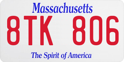 MA license plate 8TK806