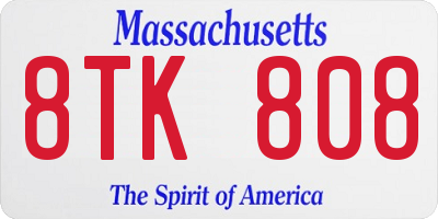 MA license plate 8TK808