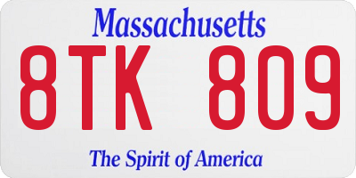 MA license plate 8TK809