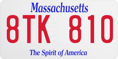 MA license plate 8TK810
