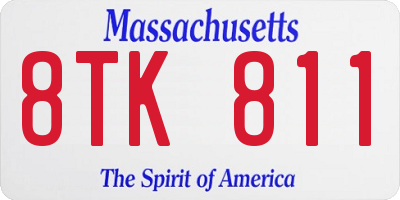 MA license plate 8TK811