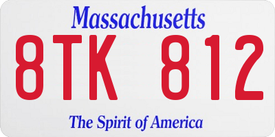 MA license plate 8TK812