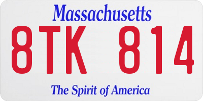 MA license plate 8TK814
